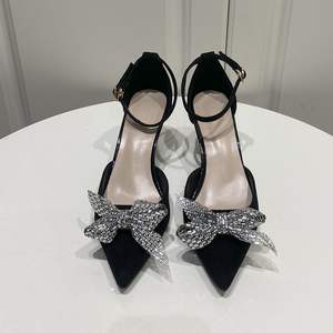 Sandalias de tacón alto con punta en pico y lazo, cómodas y elegantes, con correa en el tobillo, para mujer, ideales para verano y primavera. - Product Image 2