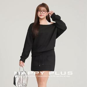 Happy Plus Women's Off Shoulder <b>Long</b> <b>Sleeve</b> Sweatshirt Plus Size Solid Color Cotton Knitted Casual Spring <b>Top</b> - Product Image 4