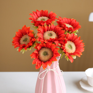 <b>Artificial</b> Sunflower <b>Bouquet</b> Pink Vase Silk Flower High Simulation Home Decoration Wedding Props - Product Image 3