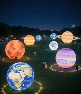 Ballons gonflables LED imperméables pour l'extérieur, en forme de planètes, plusieurs tailles, pour la décoration de mariages, de camping, de centres de villégiature et d'événements spatiaux - Product Image 1