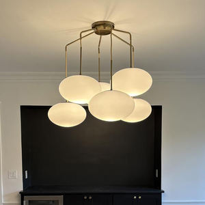 <span class=keywords><strong>Lustre</strong></span> en laiton, style nordique moderne de luxe, pour salon, salle à manger, villa, avec verre dépoli, LED E26, vente en gros d'usine, transfrontalier, modèle lune - Product Image 2