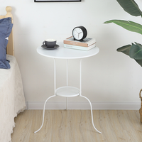 Table d'appoint blanche moderne Table basse ronde en métal à deux niveaux Style simple pour la maison Salon ou chambre Meubles KC-T0894