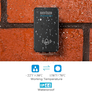 Sonnette <span class=keywords><strong>sans</strong></span> <span class=keywords><strong>fil</strong></span> Daytech nouvelle génération, étanche IP44, noire, avec 48 sonneries, portée de 300 m, personnalisable pour la maison et le bureau - Product Image 2