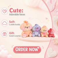 Ensemble de poupées en peluche HUGMEI couleur macaron, quatre pièces, douces et mignonnes, assises, environ 25 cm, OEM ODM personnalisé