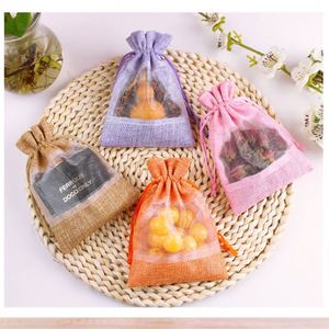 Linen Look Drawstring Window Pouch Soap Bag with Print Logo <b>Lavender</b> <b>Sachet</b> Christmas Gift Storage Bags Made in China - Product Image 3
