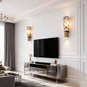 JACKSUN Marble Cylindrical <strong>Hallway</strong> Wall Lamps Black Gold Brass Long Vanity Wall Scones Corridor Stairs Stone Wall <strong>Light</strong> <strong>Fitting</strong> - Product Image 3