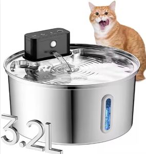 Fuente de agua para gatos con Sensor inalámbrico portátil de 5000mAh, batería recargable automática, 3.2L, agua para mascotas de acero inoxidable, RV al aire libre - Product Image 1