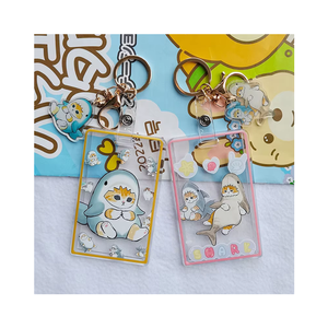 Cartoon Cat Kitten Plastic Key Chain ID Card Student Card Acrylic ID Card Holder Keychain for Pendant