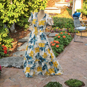 Robe longue à bretelles spaghetti pour femme, grande taille, imprimé floral tropical, taille naturelle, écologique et respirante, collection été 2026 - Product Image 2