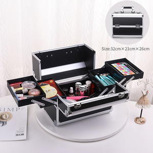 Offre Spéciale femmes multi trayers aluminium argent <span class=keywords><strong>mallette</strong></span> de maquillage professionnel voyage brillant stockage beauté étui maquillage - Product Image 6