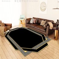 Tapis moderne en velours cristal pour salon et chambre – Luxe léger haut de gamme, à poils ras, antidérapant, motif géométrique