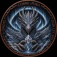 Pièce commémorative en cuivre pur 999 de 5 oz, motif Dragon de Glace Nordique, en relief, peinte aux UV, pour collectionneurs - Vente en gros
