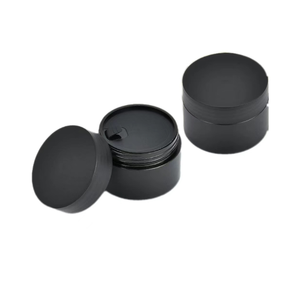 Barattolo vuoto in <span class=keywords><strong>plastica</strong></span> nera da 4 once con coperchi neri lisci - Product Image 4