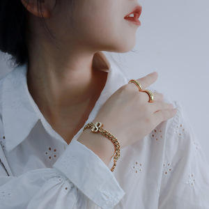 European Style Titanium Steel Bracelet Letter Design Steel Gold Women's Fashion Jewelry - Product Image 3