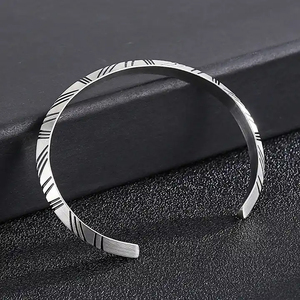 Bracciale in acciaio inossidabile all'ingrosso Fashion Design argento aperto donna uomo braccialetto gioielli - Product Image 5