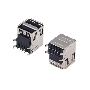 Connecteur USB-A femelle à angle droit, hauteur étendue 17,5 mm, type à sertir double couche avec broches coudées, noir, pour USB 2.0 - Product Image 4