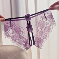 Sous-vêtements féminins grande taille en nylon, style haute couture, sexy, avec dentelle transparente ajourée, string sans couture, très séduisant et facile à enfiler