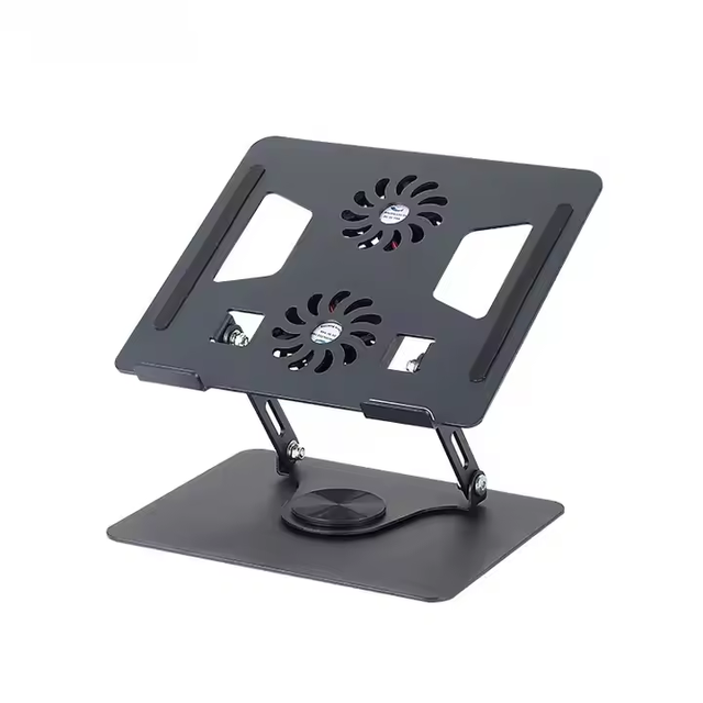 New Metal Adjustable Ergonomic Portable Laptop Stand 360 Degree Rotating Cooling Foldable Holder with Integrated Fans and USB