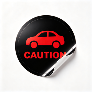 Etiqueta Adhesiva de Advertencia Electrónica para Automóviles OEM, Icono de Vehículo Rojo, Vinilo de PVC PET Autoadhesivo, Impreso, Resistente al Agua - Product Image 1