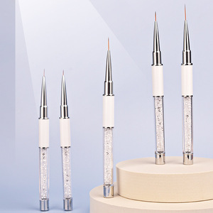 Ensemble de pinceaux liner pour nail art en poils synthétiques blancs avec couvercle, stylos de peinture pour gel polish pour la décoration des ongles - Product Image 1