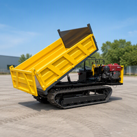 Mini-dumper 3T avec grue de bulldozer intégrée, moteur refroidi par eau, dumper sur chenilles pour travaux de terrassement en pente
