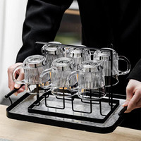 Tasses à café en verre côtelé en gros, tasses à thé en verre avec poignées élargies pour expresso, cappuccino, thé en sachet, latte