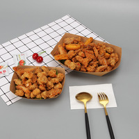 Biologisch afbreekbare wegwerp voedselbak van kraftpapier, op maat gemaakte fruitboot-snackbak voor sushi, gefrituurde kip, groothandel