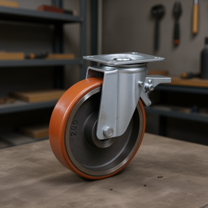 Roue avec noyau en fonte, support pivotant, série lourde avec frein - Product Image 3