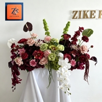 Ensemble de centre de table de mariage de luxe rose bordeaux ZIKE ZKOD035, candélabre doré, vase, Anthurium et Calla Lily au toucher réel, décoration de table