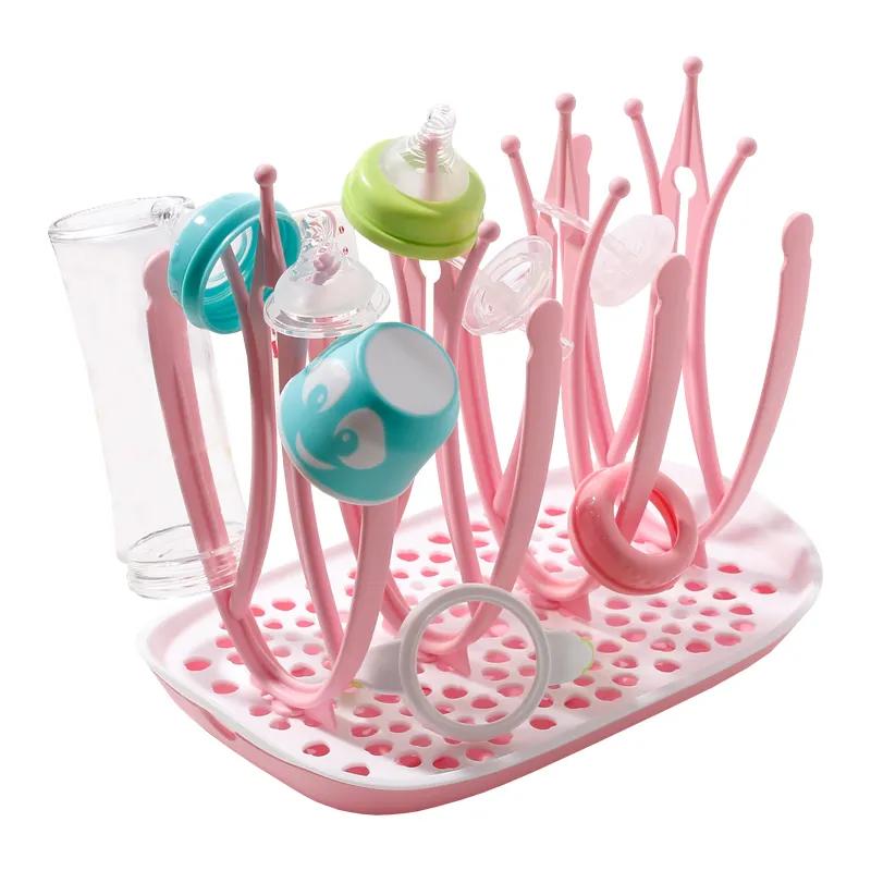 SUNNUO 2023 New Baby Bottle Drying Rack with Removable Water Tray Baby Countertop Dryer Rack
