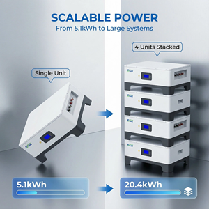 分割積み重ね可能な15kWh <span class=keywords><strong>LiFePO4</strong></span>バッテリー、太陽光発電システム用、5400ディープサイクル、互換性のあるインバーター、RS485、家庭用バックアップ、オフグリッドUPS - Product Image 4