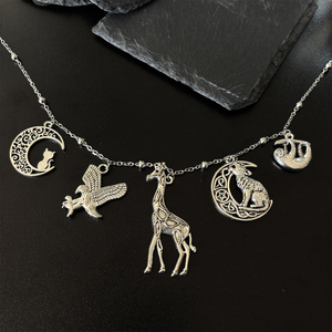 Nueva <span class=keywords><strong>serie</strong></span> de animales, collar de cadena de clavícula, cadena de acero inoxidable, gatito, águila, jirafa, Lobo, perezoso, collar con colgante para mujer - Product Image 1