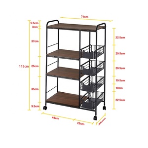 2022 Kitchen Accessories <strong>Storage</strong> Organize Floor Multi-storey Cart <strong>Microwave</strong> Oven Rack Push Pull Out Fruit Vegetable Baskets - Product Image 4