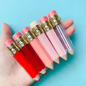 P-Lan Marca 100pcs Lápis Em Forma de Rosa Claro Vermelho 3.5ml Recipientes Lipgloss Lip Gloss Tubos de Etiquetas Personalizadas Para Crianças