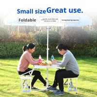 Ensemble table et chaises pliantes rectangulaires en alliage d'aluminium, design moderne, pour le camping, les voyages et les pique-niques en plein air