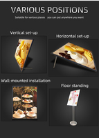 Papan Menu LED Ultra Slim A1/A2/A3 Bingkai Aluminium Kotak Lampu Iklan Kaca Tempered Untuk Penggunaan Dalam Ruangan Restoran