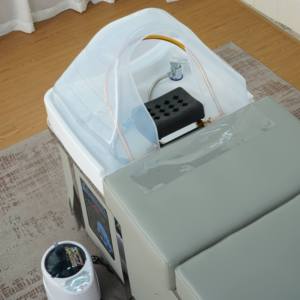 Poltrona da Parrucchiere in Acrilico Grigio Chiaro con Lavabo in Plastica, Circolazione d'Acqua Termostatica e Mobile Contenitore, Design Moderno e Semplice per Saloni di Bellezza - Product Image 3