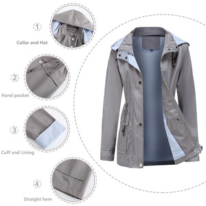 2024 nuevo para <span class=keywords><strong>Amazon</strong></span> cortavientos para mujer con sombrero desmontable chaqueta transfronteriza de carcasa suave para Otoño Invierno ropa de talla grande - Product Image 5
