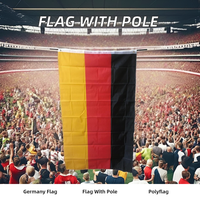 100% Polyester 14*21cm Allemagne Drapeau de bâton à main avec poteau pour décor de voiture et fans de football