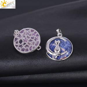 CSJA liontin bulan kucing cantik baru 2020 jimat liontin keberuntungan batu Opal bulat penyembuhan alami untuk pembuatan kalung F334 - Product Image 5