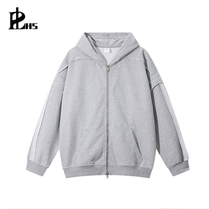 Ensemble de survêtements unisexe décontracté à manches courtes, patchwork, coupe ample, avec sweat à capuche zippé deux pièces pour homme et femme - Product Image 6