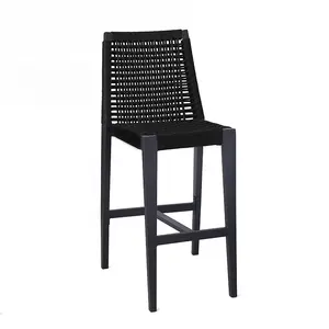 방수 현대 정원 레저 블랙 짠 알루미늄 야외 가구 로프 바 의자
