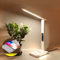 Lampe de bureau LED pliable, lampes de table protectrices pour les yeux, lampe de bureau flexible à commande tactile, veilleuse avec chargeur sans fil