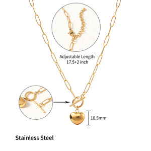 Collier unisexe en acier inoxydable plaqué or/argent, personnalisable OEM/Vente en gros, avec pendentif tendance à maillons, bijoux de mode - En stock - Product Image 1