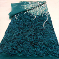 Tissu en mousseline 3D avec fleurs, tissu de mode, broderie de tube à perles à bulles résistantes, robe de mariée, robe de soirée, tissu de broderie