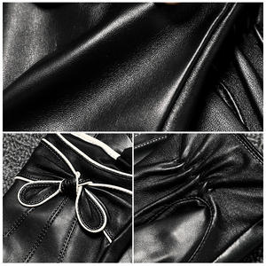 Sarung Tangan Kulit Asli Desainer Terlaris, Klasik Hitam dengan Hiasan Pita, Sarung Tangan Wanita Musim Dingin yang Hangat, Sarung Tangan Layar Sentuh, Guantes De Moda - Product Image 3