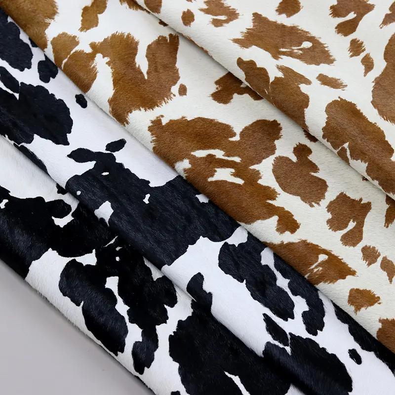 Tela de tapicería con pelo para tapicería, cuero de vaca, piel de animal, marrón y blanco, personalizado