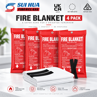 Lot de 4 couvertures anti-feu résistantes à la chaleur pour la cuisine, la maison, le garage, le camping, couverture de sécurité en fibre de verre avec bandes de dégagement rapide