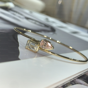 กำไลข้อมือทองคำ 14 กะรัต สำหรับสุภาพสตรี ประดับเพชรเพาะเลี้ยงในห้องปฏิบัติการ 0.69 กะรัต ทรงมรกต เหมาะสำหรับงานปาร์ตี้ - Product Image 6