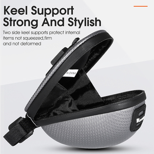 WEST BIKING Sac de selle de vélo portable à large ouverture avec <span class=keywords><strong>cintre</strong></span> de feu arrière Sac de selle de vélo à coque rigide étanche pour vélo de route - Product Image 3